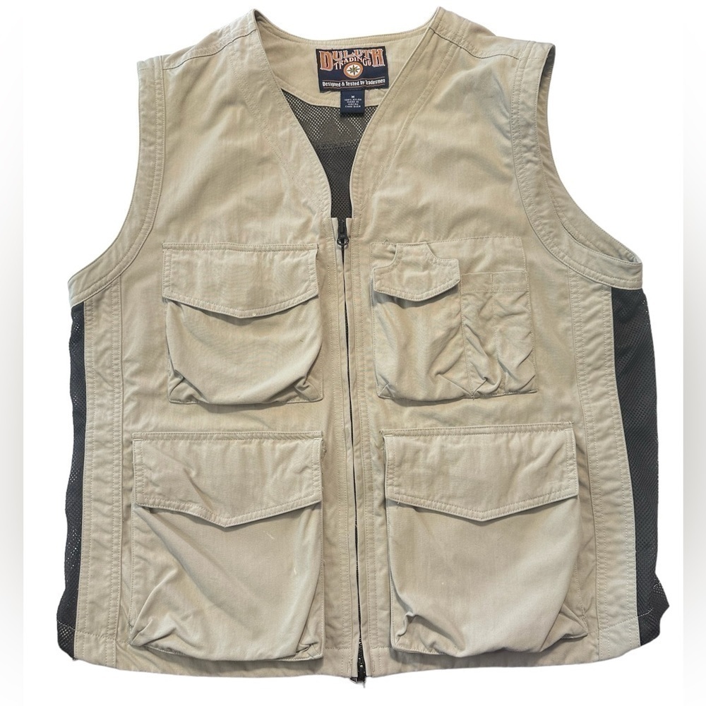 Duluth Trading Co Tan Utility Fisherman’s Vented Mesh Lightweight Outdoor Vest